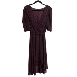 Tommy Hilfiger Glitter Puff Sleeve Faux‎ Wrap Dress
